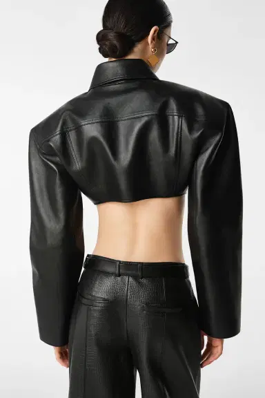 REVOLVE LOS ANGELES Agnes Cropped Leather Jacket | Thumbnail 4 REVOLVE LOS ANGELES Agnes Cropped Leather Jacket | Thumbnail 4