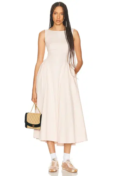Helsa Stretch Cotton Sateen Midi Dress | Thumbnail 4 Helsa Stretch Cotton Sateen Midi Dress | Thumbnail 4