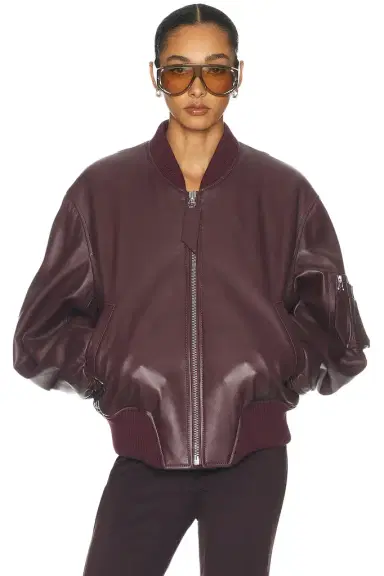 The Attico Leather Bomber Jacket | Thumbnail 1 The Attico Leather Bomber Jacket | Thumbnail 1