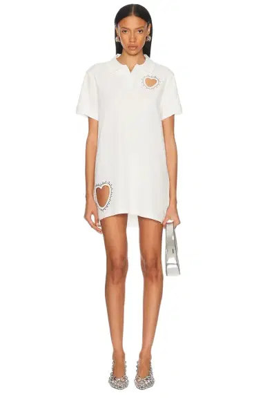 AREA Crystal Heart Cutout Polo Dress | Thumbnail 1 AREA Crystal Heart Cutout Polo Dress | Thumbnail 1