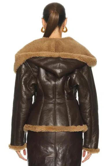 Magda Butrym Leather Shearling Hooded Jacket | Thumbnail 4 Magda Butrym Leather Shearling Hooded Jacket | Thumbnail 4