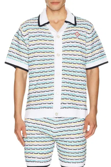 Casablanca Tuck Stitch Short Sleeve Shirt | Thumbnail 1 Casablanca Tuck Stitch Short Sleeve Shirt | Thumbnail 1