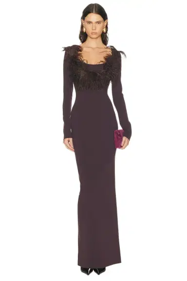 The Attico Long Feather Gown | Thumbnail 1 The Attico Long Feather Gown | Thumbnail 1