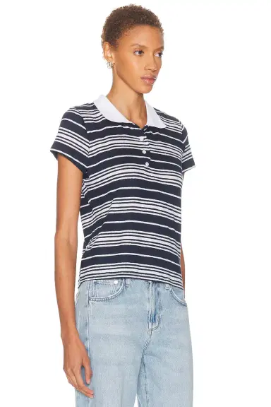 Frame The Striped Short Sleeve Polo | Thumbnail 2 Frame The Striped Short Sleeve Polo | Thumbnail 2