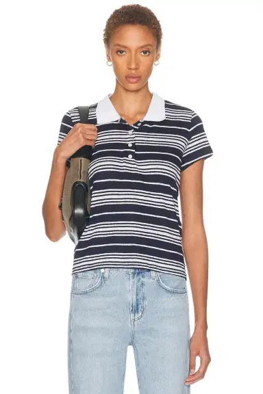 Frame The Striped Short Sleeve Polo | Thumbnail 1 Frame The Striped Short Sleeve Polo | Thumbnail 1