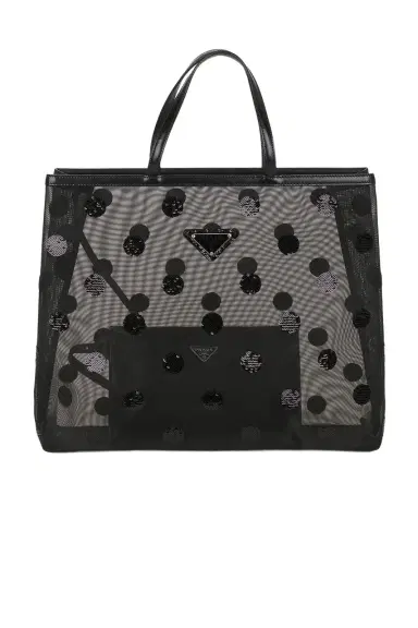 Prada Prada Polka Dot Sequined Mesh Tote Bag | Thumbnail 1 Prada Prada Polka Dot Sequined Mesh Tote Bag | Thumbnail 1