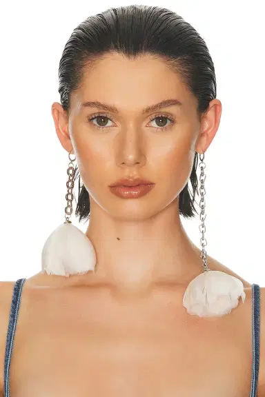 David Koma Feather Flower Asymmetric Earrings | Thumbnail 2 David Koma Feather Flower Asymmetric Earrings | Thumbnail 2