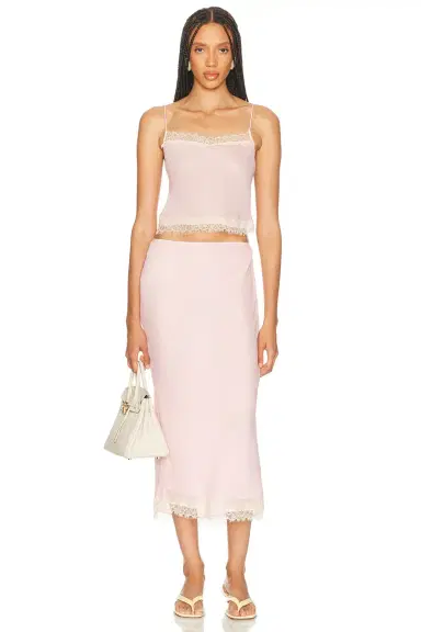 Helsa Viscose Georgette Slip Skirt With Lace | Thumbnail 5 Helsa Viscose Georgette Slip Skirt With Lace | Thumbnail 5