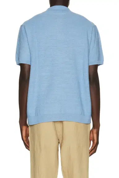 Polo Ralph Lauren Short Sleeve Cotton Blend Textured Cardigan Sweater With Collar | Thumbnail 2 Polo Ralph Lauren Short Sleeve Cotton Blend Textured Cardigan Sweater With Collar | Thumbnail 2
