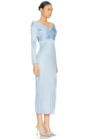 ALEJANDRA ALONSO ROJAS Long Sleeve Draped Jersey Dress | Thumbnail 2 ALEJANDRA ALONSO ROJAS Long Sleeve Draped Jersey Dress | Thumbnail 2