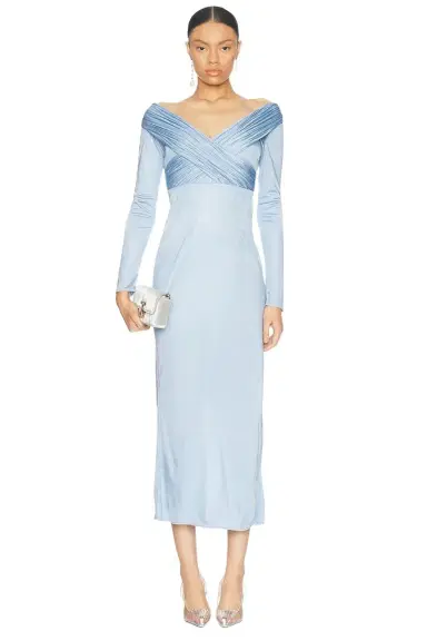 ALEJANDRA ALONSO ROJAS Long Sleeve Draped Jersey Dress | Thumbnail 1 ALEJANDRA ALONSO ROJAS Long Sleeve Draped Jersey Dress | Thumbnail 1