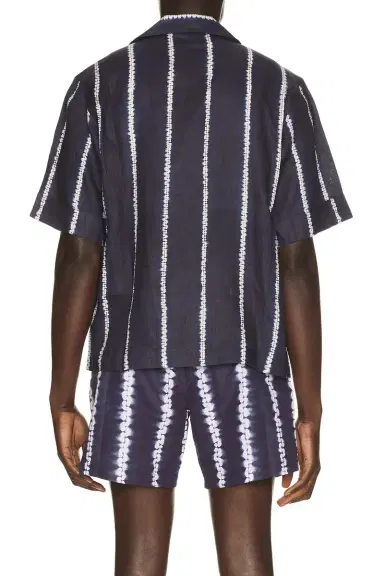 Commas Shibori Stripe Cuffed Camp Collar Shirt | Thumbnail 2 Commas Shibori Stripe Cuffed Camp Collar Shirt | Thumbnail 2