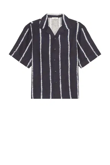 Commas Shibori Stripe Cuffed Camp Collar Shirt | Thumbnail 4 Commas Shibori Stripe Cuffed Camp Collar Shirt | Thumbnail 4