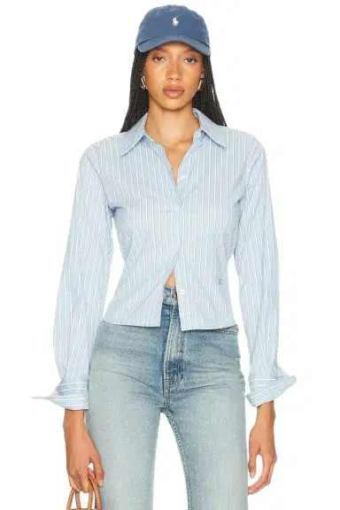 Helsa Stripe Poplin Fitted Shirt | Thumbnail 1 Helsa Stripe Poplin Fitted Shirt | Thumbnail 1