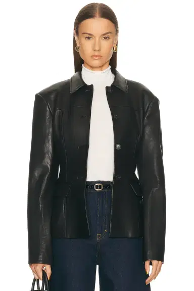 EAVES Aina Leather Cinched Jacket | Thumbnail 2 EAVES Aina Leather Cinched Jacket | Thumbnail 2