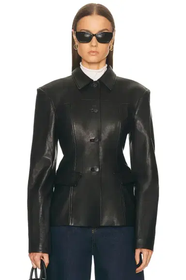 EAVES Aina Leather Cinched Jacket | Thumbnail 1 EAVES Aina Leather Cinched Jacket | Thumbnail 1