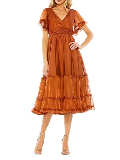 Mac Duggal Women's Ruffle-Trim Midi-Dress | Thumbnail 3 Mac Duggal Women's Ruffle-Trim Midi-Dress | Thumbnail 3