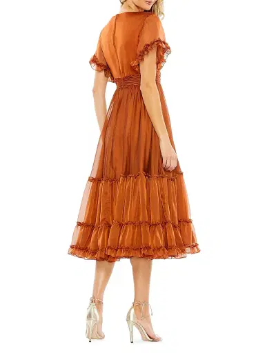 Mac Duggal Women's Ruffle-Trim Midi-Dress | Thumbnail 4 Mac Duggal Women's Ruffle-Trim Midi-Dress | Thumbnail 4