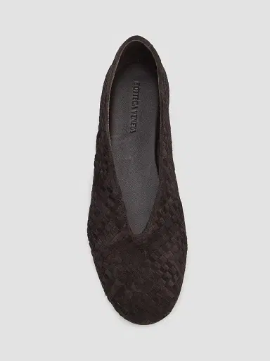 Bottega Veneta Women's Rosa Intrecciato Suede Ballet Flats | Thumbnail 6 Bottega Veneta Women's Rosa Intrecciato Suede Ballet Flats | Thumbnail 6
