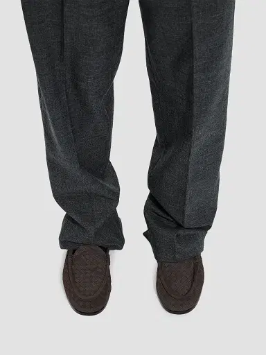 Bottega Veneta Men's Silenzio Intrecciato Suede Venetian Loafers | Thumbnail 2 Bottega Veneta Men's Silenzio Intrecciato Suede Venetian Loafers | Thumbnail 2