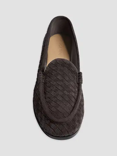 Bottega Veneta Men's Silenzio Intrecciato Suede Venetian Loafers | Thumbnail 4 Bottega Veneta Men's Silenzio Intrecciato Suede Venetian Loafers | Thumbnail 4