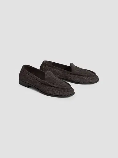 Bottega Veneta Men's Silenzio Intrecciato Suede Venetian Loafers | Thumbnail 5 Bottega Veneta Men's Silenzio Intrecciato Suede Venetian Loafers | Thumbnail 5