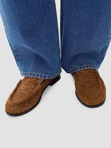 Bottega Veneta Women's Silenzio Intrecciato Supple Suede Loafers | Thumbnail 2 Bottega Veneta Women's Silenzio Intrecciato Supple Suede Loafers | Thumbnail 2