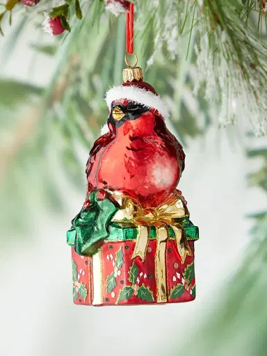 Glassware Art Studio Cardinal On A Present Glass Ornament | Thumbnail 2 Glassware Art Studio Cardinal On A Present Glass Ornament | Thumbnail 2