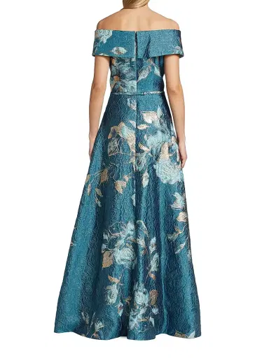 Teri Jon by Rickie Freeman Women's Floral Off-The-Shoulder Gown | Thumbnail 5 Teri Jon by Rickie Freeman Women's Floral Off-The-Shoulder Gown | Thumbnail 5