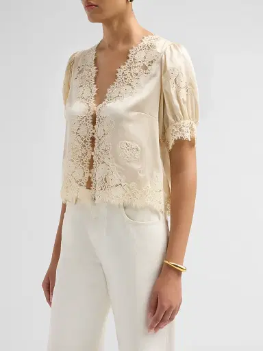 DÔEN Women's Idella Lace-Trim Silk Top | Thumbnail 4 DÔEN Women's Idella Lace-Trim Silk Top | Thumbnail 4