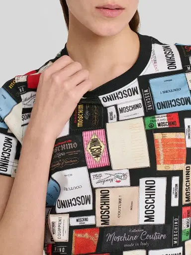 MOSCHINO Women's Logo Patch Cotton T-Shirt | Thumbnail 5 MOSCHINO Women's Logo Patch Cotton T-Shirt | Thumbnail 5