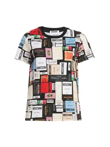 MOSCHINO Women's Logo Patch Cotton T-Shirt | Thumbnail 1 MOSCHINO Women's Logo Patch Cotton T-Shirt | Thumbnail 1