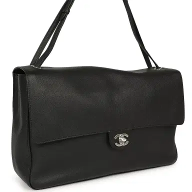 Chanel Chanel Maxi "Souplissimo" Large Flap Bag Black Grained Calfskin Silver Hardware | Thumbnail 2 Chanel Chanel Maxi "Souplissimo" Large Flap Bag Black Grained Calfskin Silver Hardware | Thumbnail 2