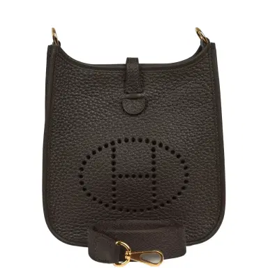 HERMÈS Hermes Evelyne TPM Bai Brun Clemence Gold Hardware | Thumbnail 1 HERMÈS Hermes Evelyne TPM Bai Brun Clemence Gold Hardware | Thumbnail 1