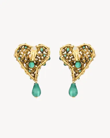 Yves Saint Laurent Crystal heart earrings in resin and metal | Thumbnail 2 Yves Saint Laurent Crystal heart earrings in resin and metal | Thumbnail 2