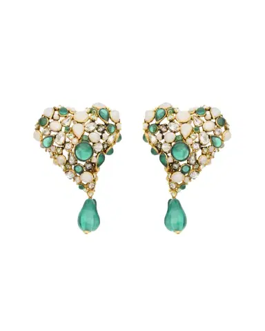 Yves Saint Laurent Crystal heart earrings in resin and metal | Thumbnail 1 Yves Saint Laurent Crystal heart earrings in resin and metal | Thumbnail 1