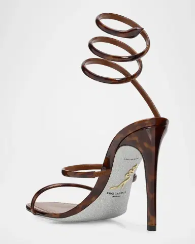 René Caovilla 105mm Cleo Tortoiseshell Patent Leather Snake-Wrap Sandals | Thumbnail 2 René Caovilla 105mm Cleo Tortoiseshell Patent Leather Snake-Wrap Sandals | Thumbnail 2