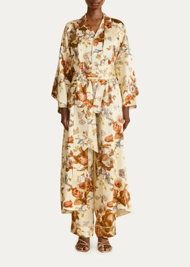 Olivia von Halle Yves Floral-Print Silk Satin Pajama Set | Thumbnail 2 Olivia von Halle Yves Floral-Print Silk Satin Pajama Set | Thumbnail 2