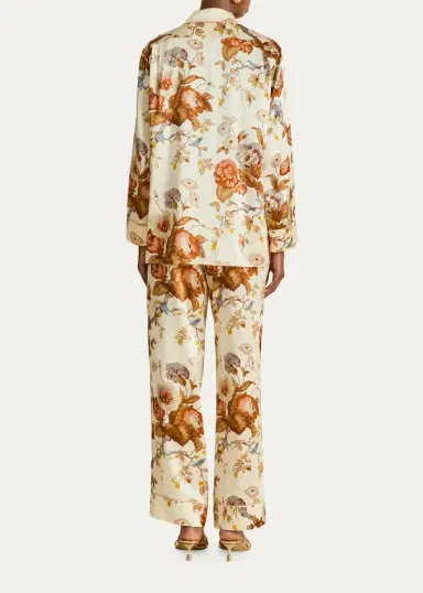 Olivia von Halle Yves Floral-Print Silk Satin Pajama Set | Thumbnail 3 Olivia von Halle Yves Floral-Print Silk Satin Pajama Set | Thumbnail 3