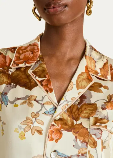 Olivia von Halle Yves Floral-Print Silk Satin Pajama Set | Thumbnail 5 Olivia von Halle Yves Floral-Print Silk Satin Pajama Set | Thumbnail 5