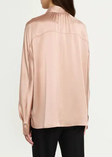 Vince Silk Satin Dolman-Sleeve Button-Front Shirt | Thumbnail 3 Vince Silk Satin Dolman-Sleeve Button-Front Shirt | Thumbnail 3