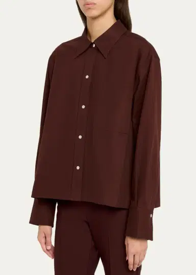 Vince Cotton Metal-Snap Long-Sleeve Shirt | Thumbnail 4 Vince Cotton Metal-Snap Long-Sleeve Shirt | Thumbnail 4