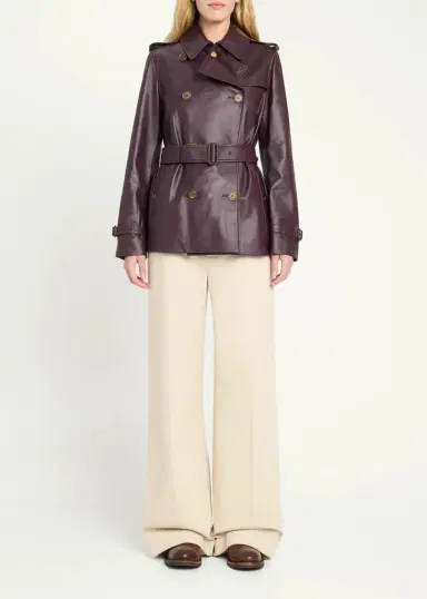 Burberry Kensington Leather Belted Short Trench Jacket | Thumbnail 2 Burberry Kensington Leather Belted Short Trench Jacket | Thumbnail 2