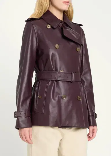 Burberry Kensington Leather Belted Short Trench Jacket | Thumbnail 4 Burberry Kensington Leather Belted Short Trench Jacket | Thumbnail 4