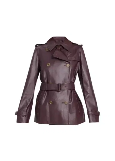Burberry Kensington Leather Belted Short Trench Jacket | Thumbnail 1 Burberry Kensington Leather Belted Short Trench Jacket | Thumbnail 1