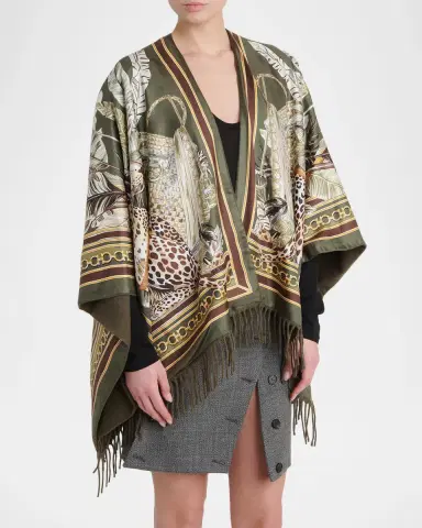 Ferragamo Leopard Cashmere and Silk Reversible Cape | Thumbnail 2 Ferragamo Leopard Cashmere and Silk Reversible Cape | Thumbnail 2