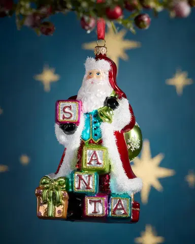 Exclusive Block Santa Christmas Ornament | Thumbnail 1 Exclusive Block Santa Christmas Ornament | Thumbnail 1