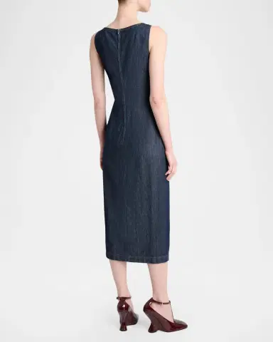 Dries Van Noten Dropps Denim Ruffle Sleeveless Midi Dress | Thumbnail 3 Dries Van Noten Dropps Denim Ruffle Sleeveless Midi Dress | Thumbnail 3