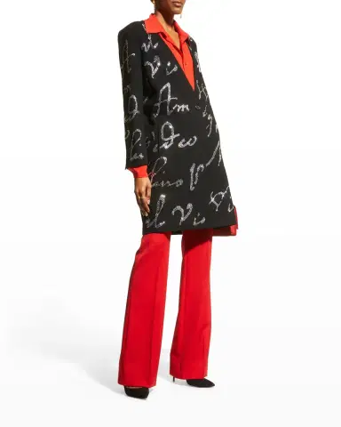 Libertine Mozart Script Embellished V-Neck Coat | Thumbnail 3 Libertine Mozart Script Embellished V-Neck Coat | Thumbnail 3