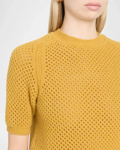 Ulla Johnson Imara Open-Knit Short-Sleeve Merino Wool Sweater | Thumbnail 5 Ulla Johnson Imara Open-Knit Short-Sleeve Merino Wool Sweater | Thumbnail 5